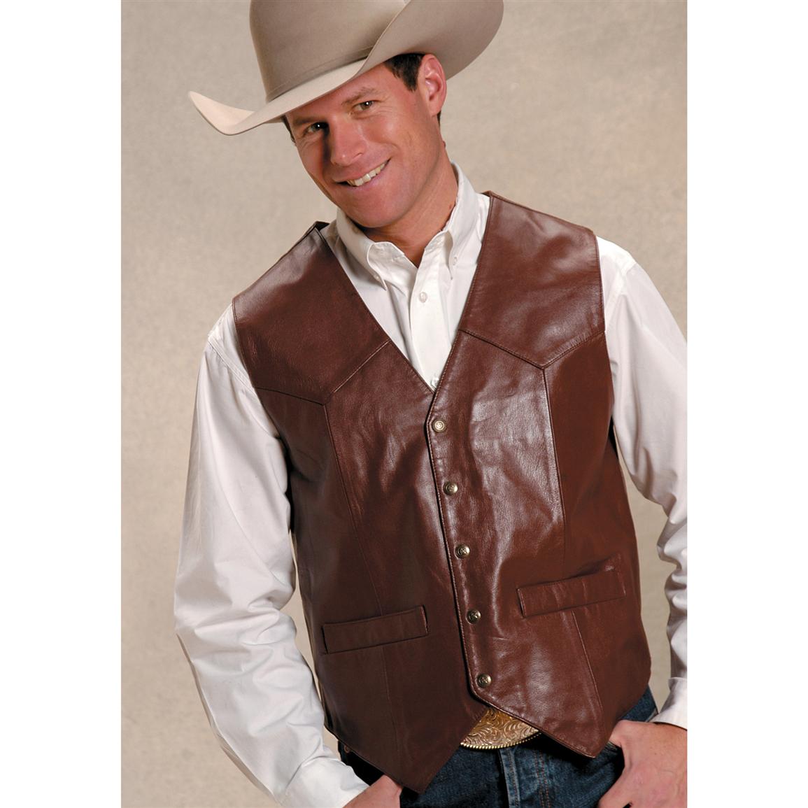 Roper® Saguaro West Goat Nappa Leather Vest - 127628, Vests at ...