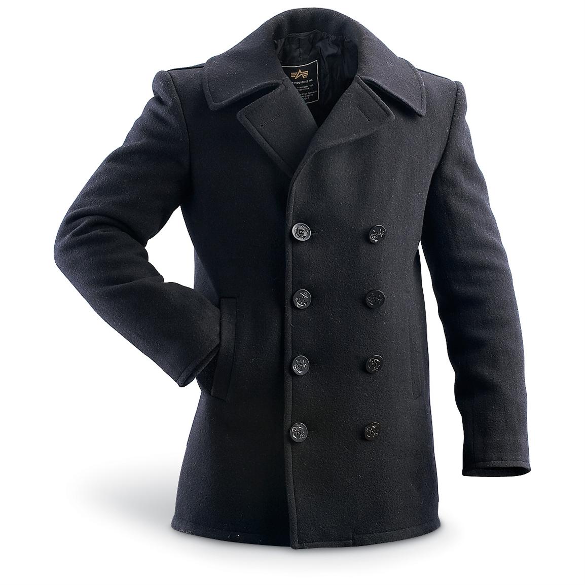 Alpha® Wool - blend Pea Coat - 128553, Military Peacoats & Dress ...