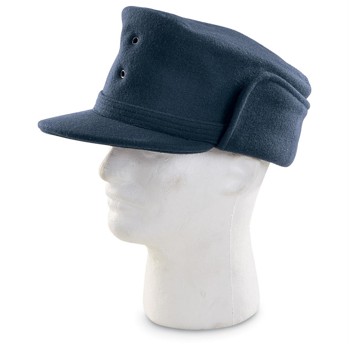 hats military clothing X2 New vintage 1960s Swedish blue grey wool scarfs 