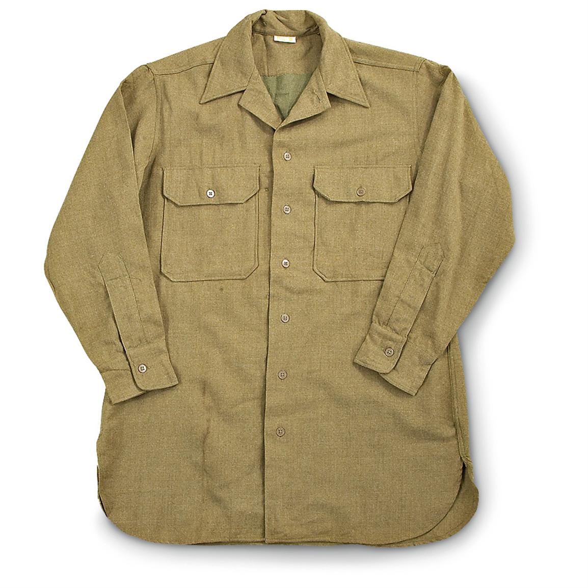 New U.S. Military WWII Wool Fatigue Shirt, Olive Drab - 130672, Pants ...