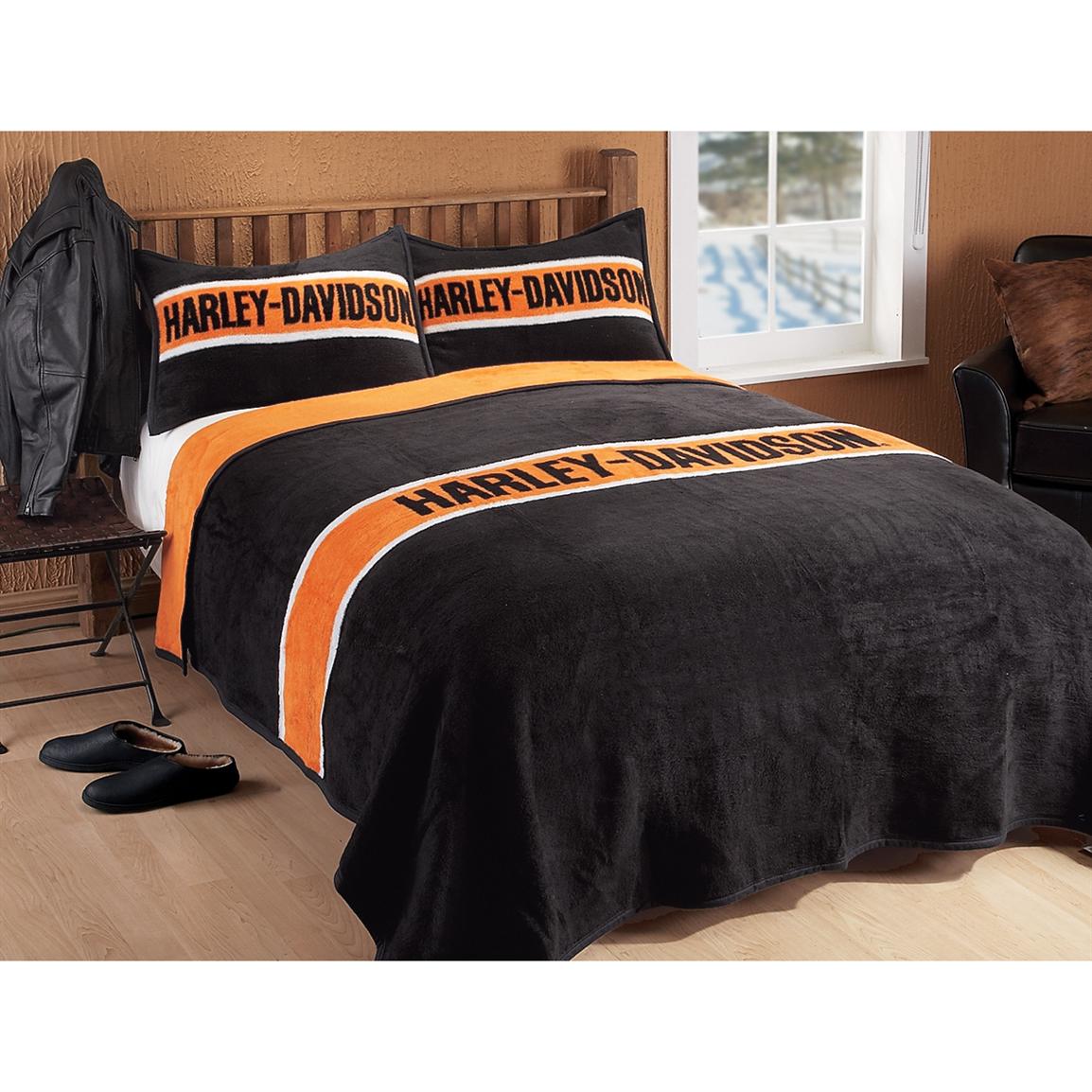 Harley Davidson Striped Bed Blanket 131579 Blankets Throws