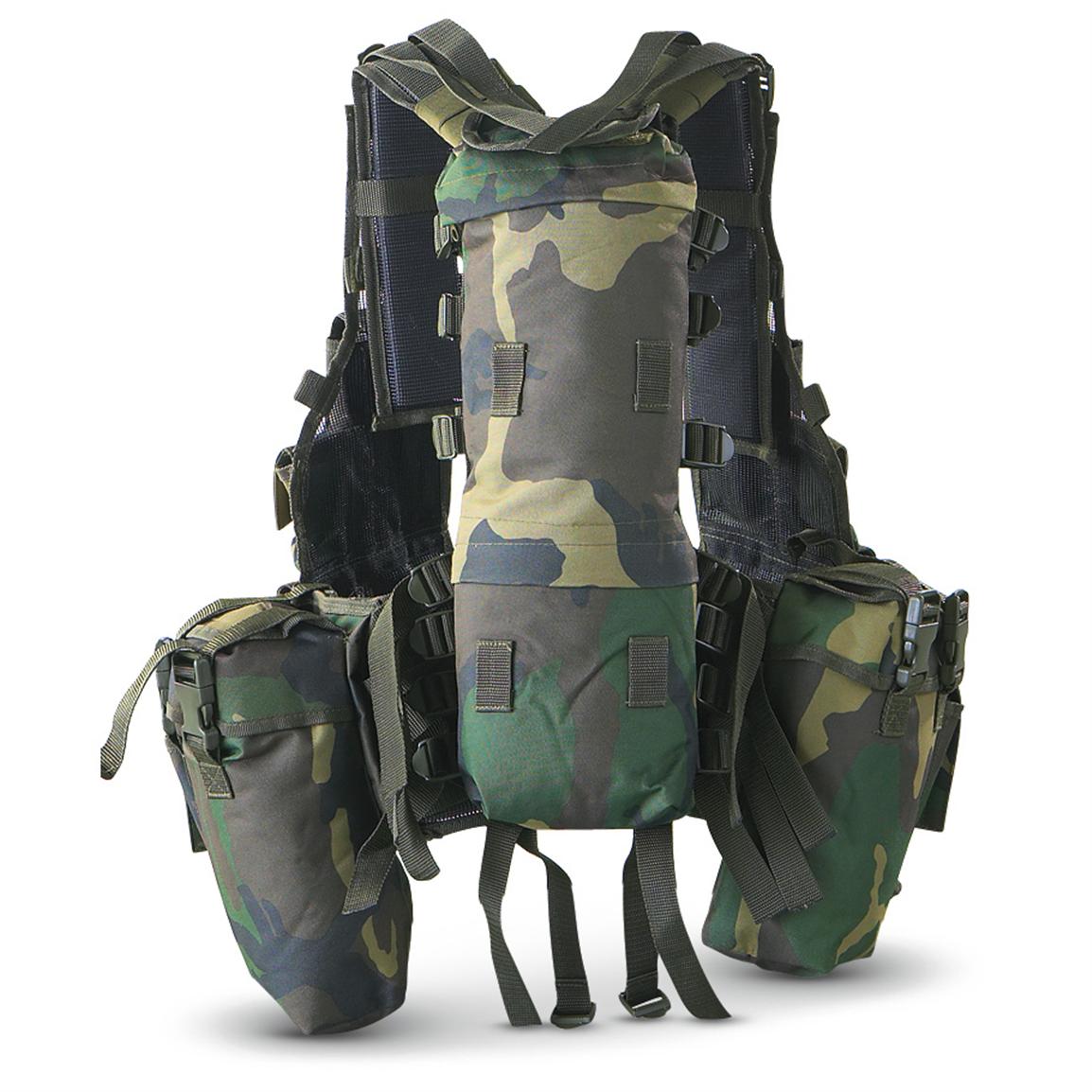 Military - style Tactical Vest, Woodland - 132305, Tactical Clothing at