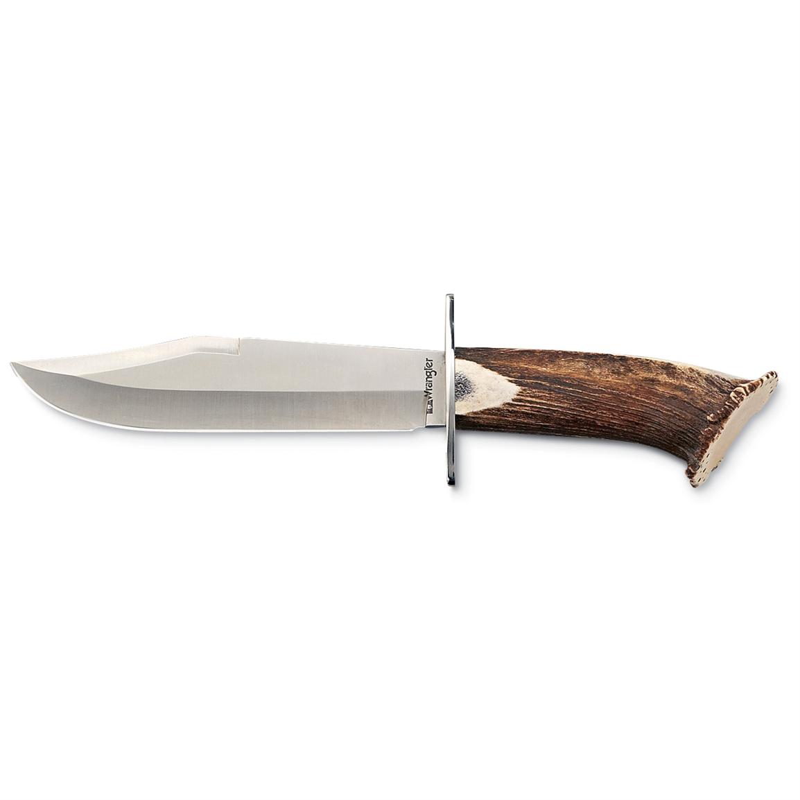 Wrangler® Crown Stag Bowie Knife - 133699, Fixed Blade Knives at ...