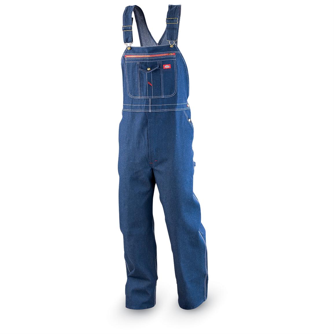 32" Dickies® Zipper - Pocket Denim Bib Overalls, Blue - 134395