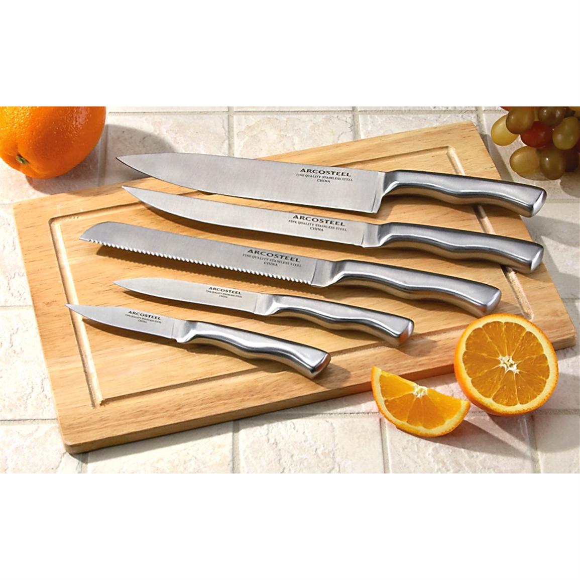 5 Pc. Knife Set with Block / Cutting Board 134837, Kitchen Knives