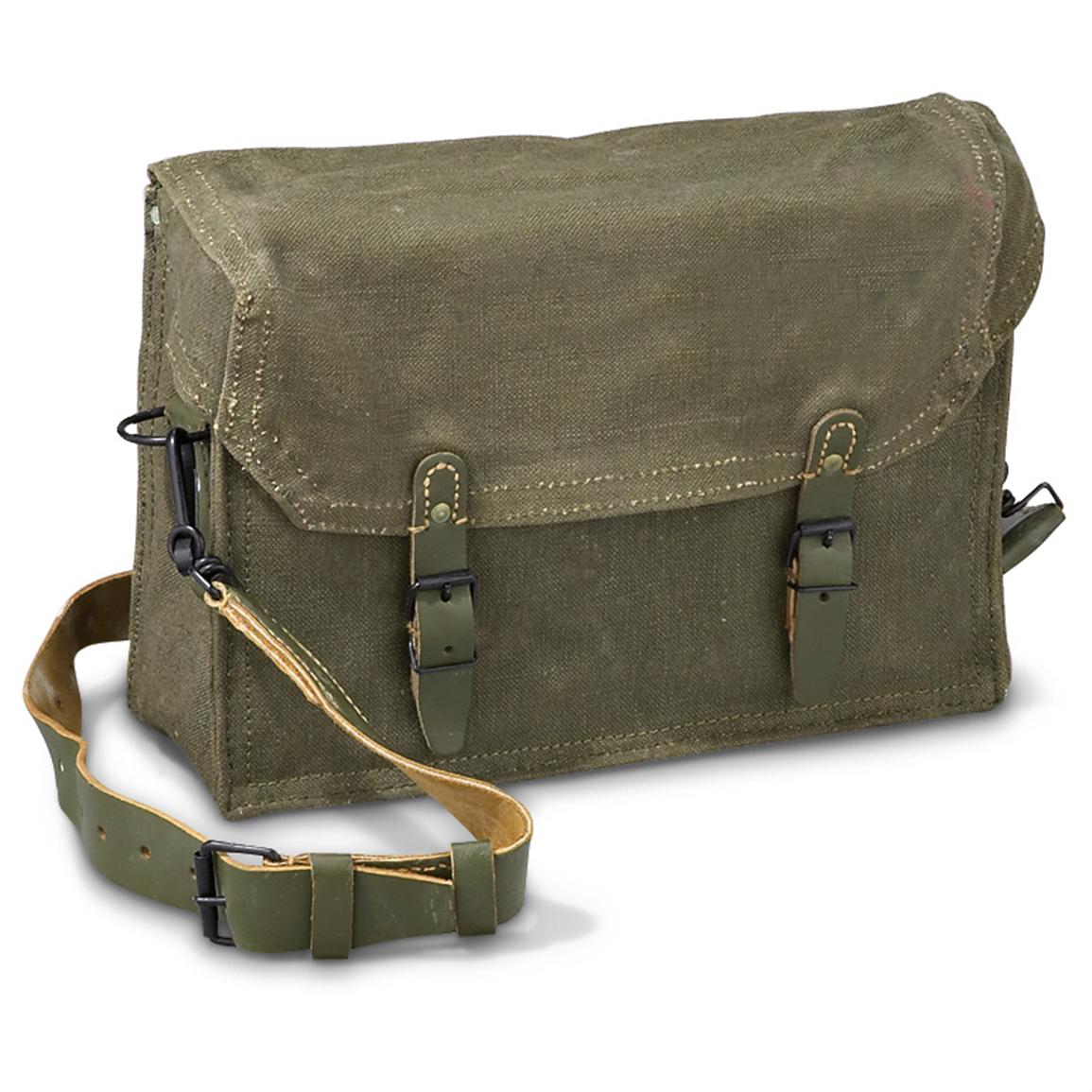 Used French Military Shoulder Bag, Olive Drab - 135894, Military Messenger Bags at Sportsman&#39;s Guide
