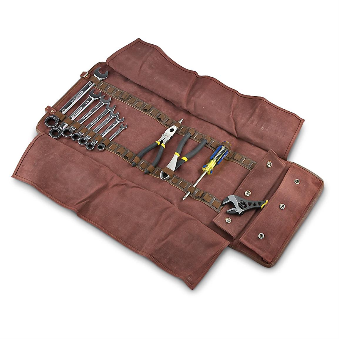 Used Military issue Belgian Canvas Tool Roll, Brown 135899, Entrenching Tools at Sportsman's