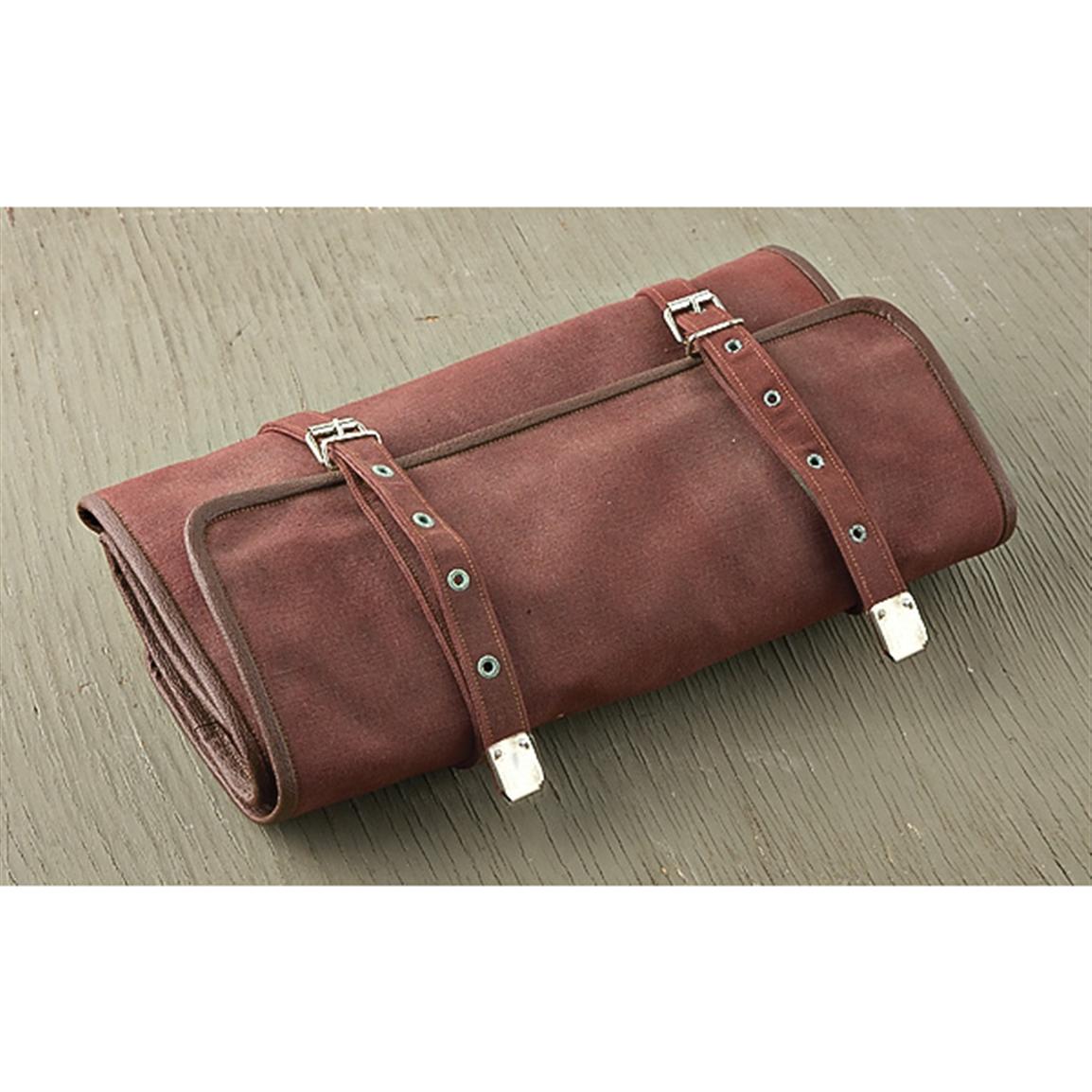Used Military issue Belgian Canvas Tool Roll, Brown 135899