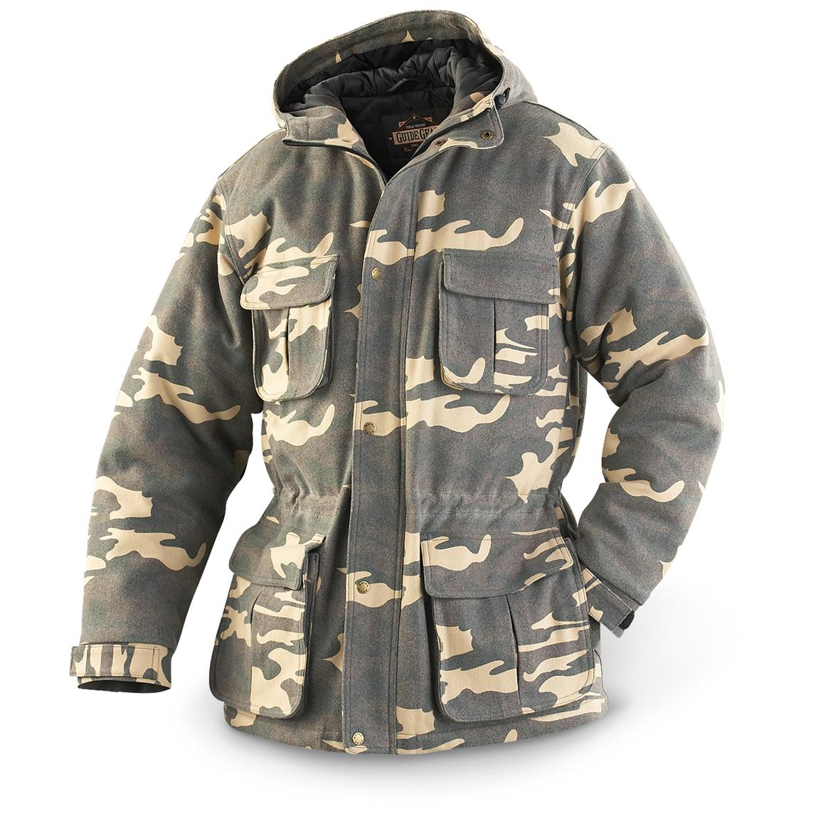 Guide Gear® Insulated Wool Hooded Parka Brown Camo 137847 Camo Jackets At Sportsmans Guide 