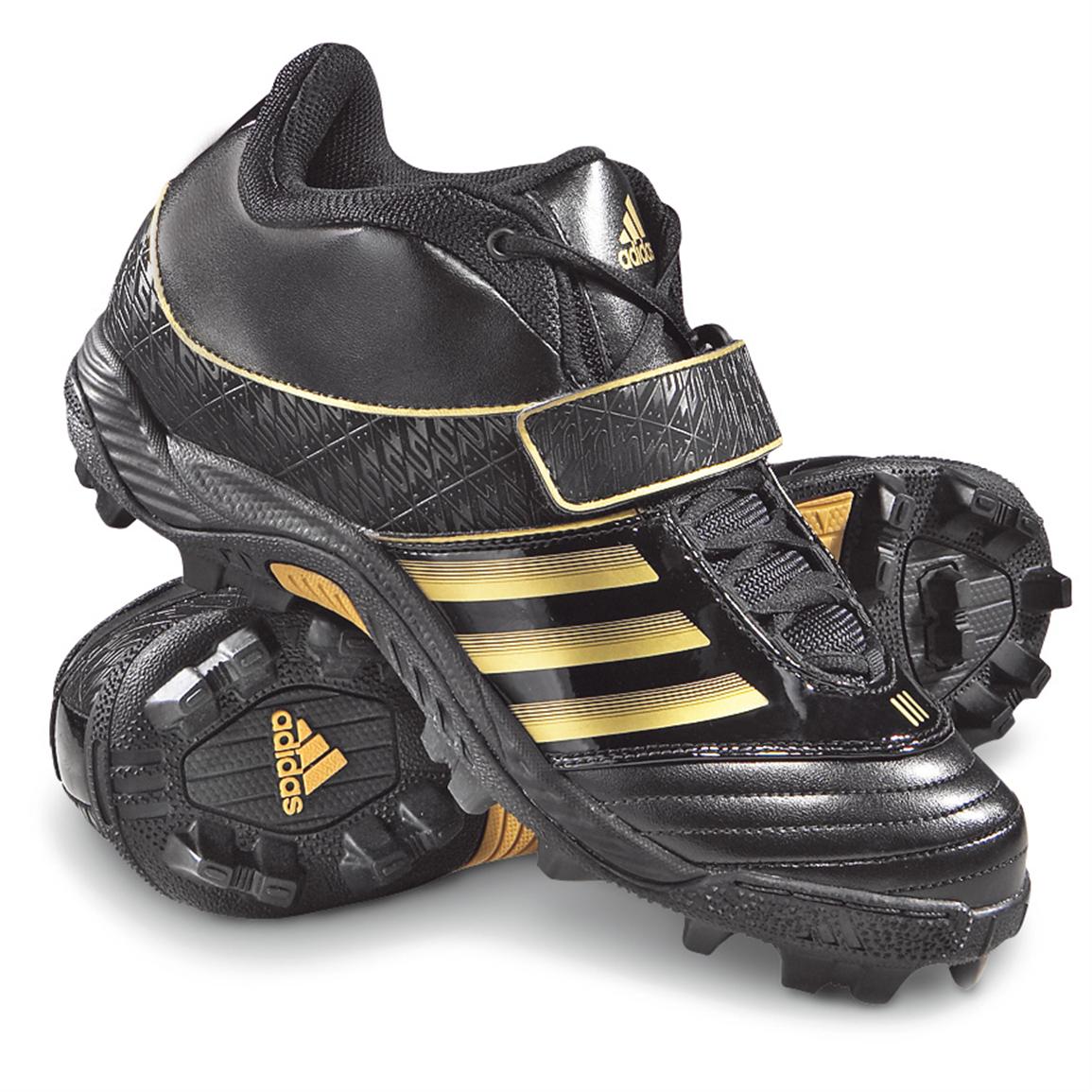 Men's Adidas® Pro RB619 Football Cleats, Black / Gold - 137926, Running