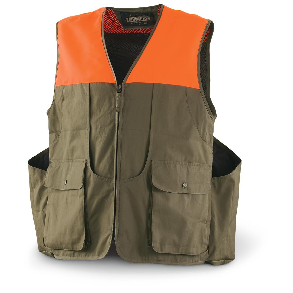 Guide Gear® Upland Vest, Olive Drab / Blaze - 138192, Upland Hunting ...