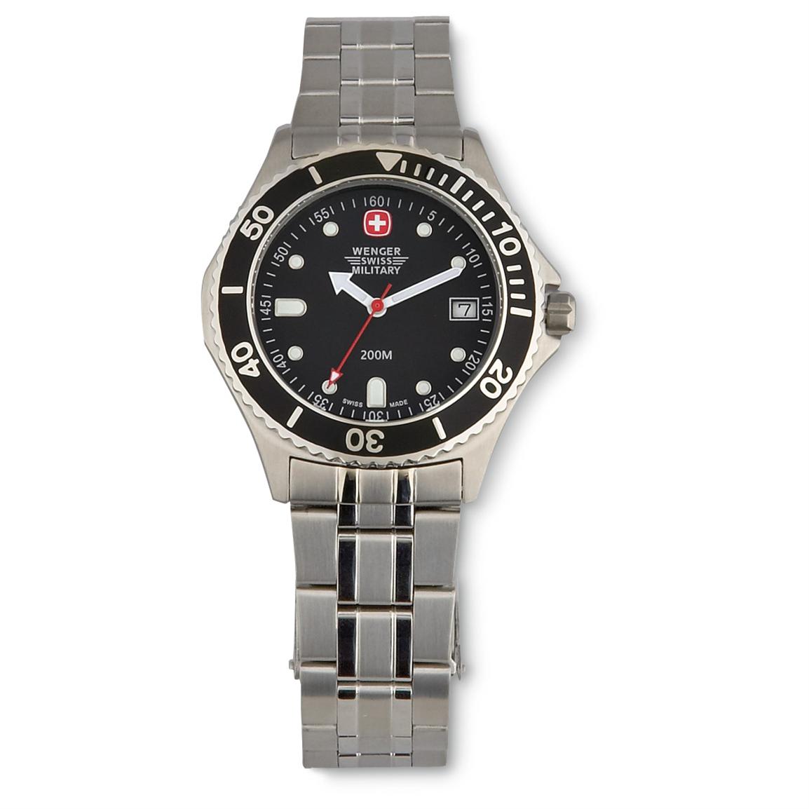 Wenger® Alpine Swiss Military Diver's Watch, Black Face - 138338 ...