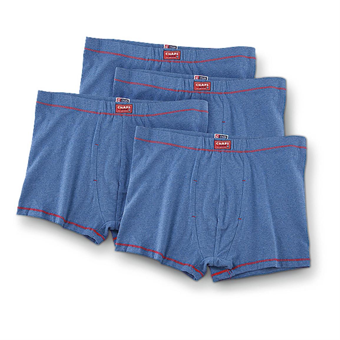 4 Pk. Chaps® Boxer Briefs, Chambray 138552, Underwear, Base Layer