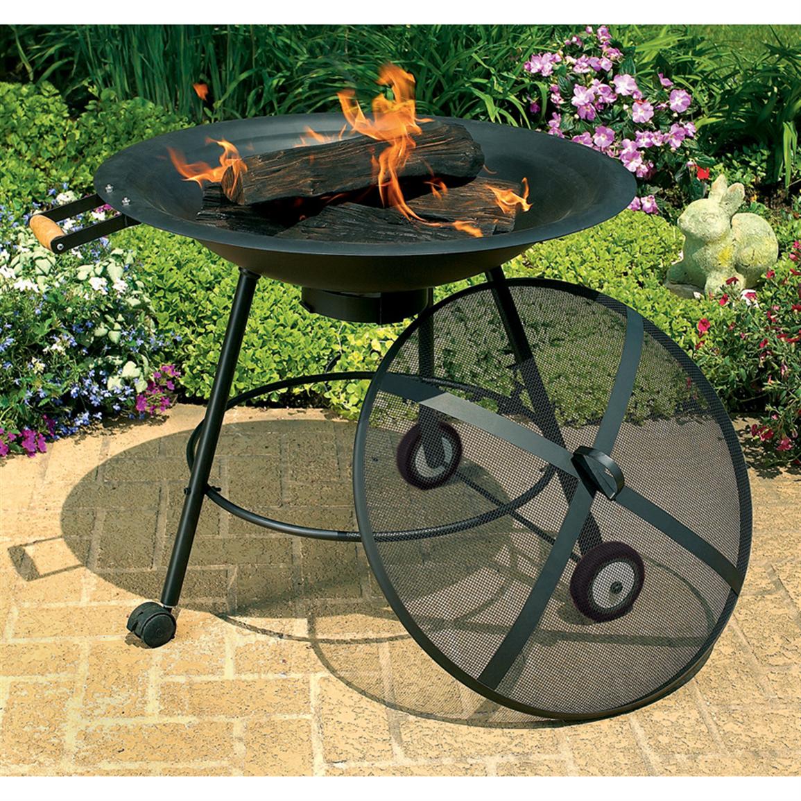 Cobraco Round Portable Fire Pit With, Fire Pit On Wheels