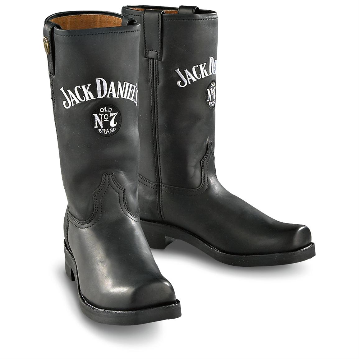 Men's Jack Daniels® Pull - on Biker Boots, Black - 138740, Motorcycle ...