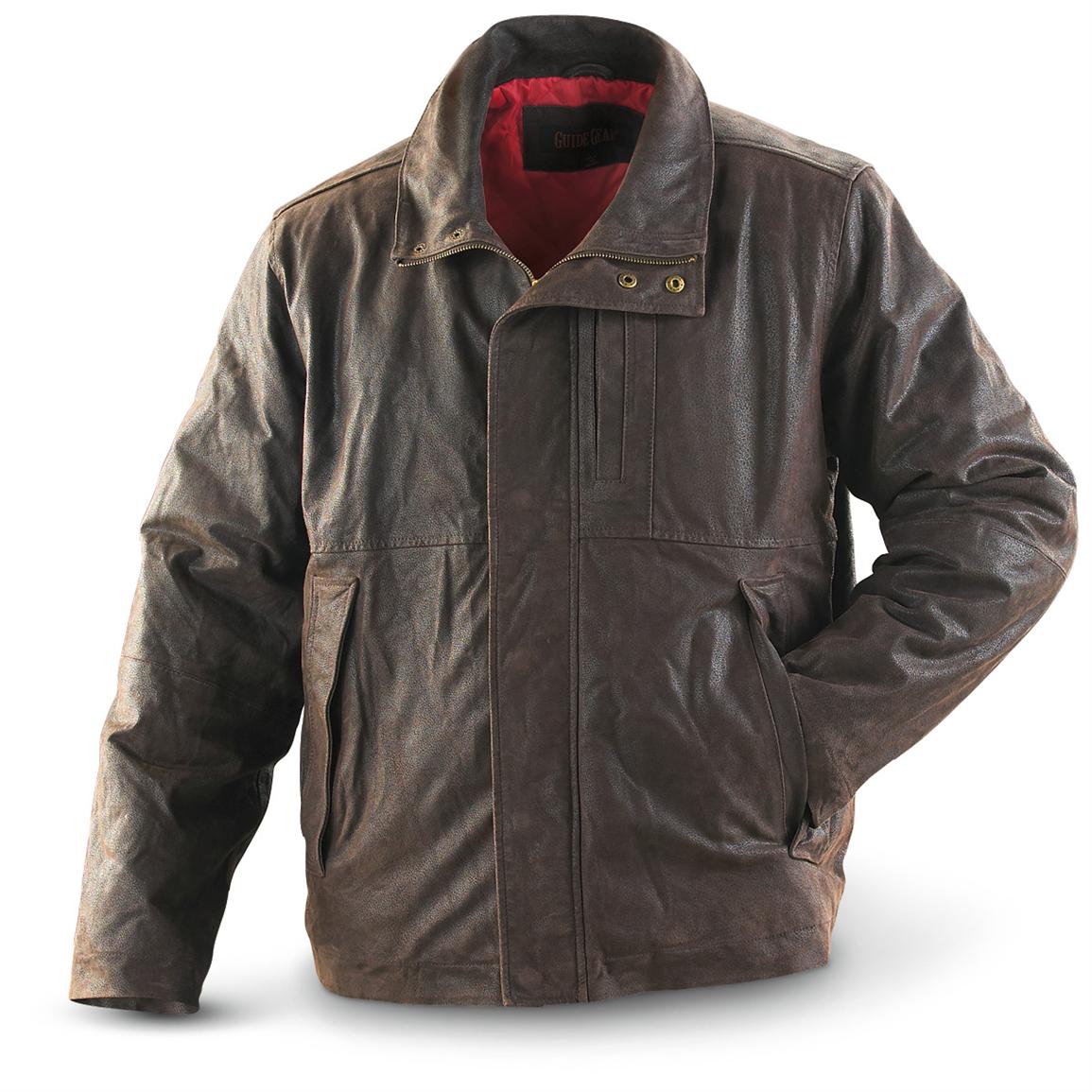 Guide Gear® American Leather Jacket, Brown - 138808, Insulated Jackets ...