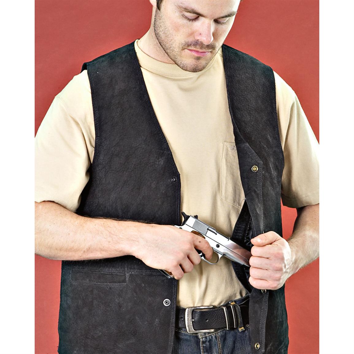 Leather Concealment Vest, Black 140261, Holsters at Sportsman's Guide
