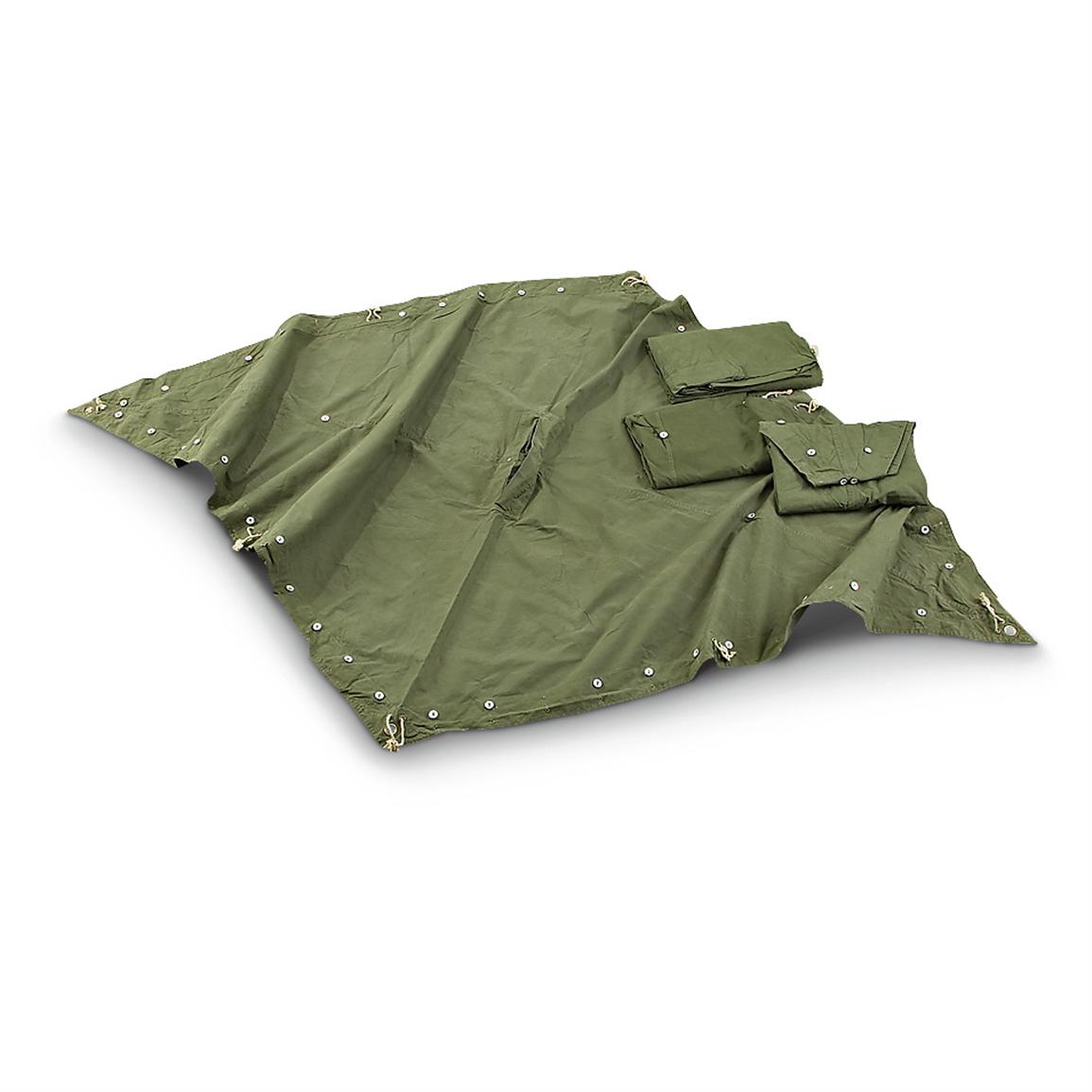 4 Used Norwegian Military Shelter Halves, Olive Drab - 140920, Tents ...