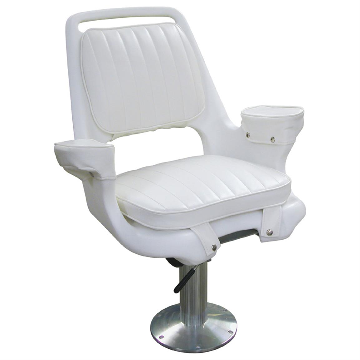 Wise® Offshore Extra Wide Captain's Chair with Pedestal, White