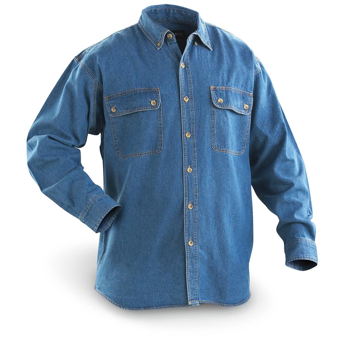 Marino Bay® Long - sleeved Denim Shirt - 141451, Shirts at Sportsman's ...