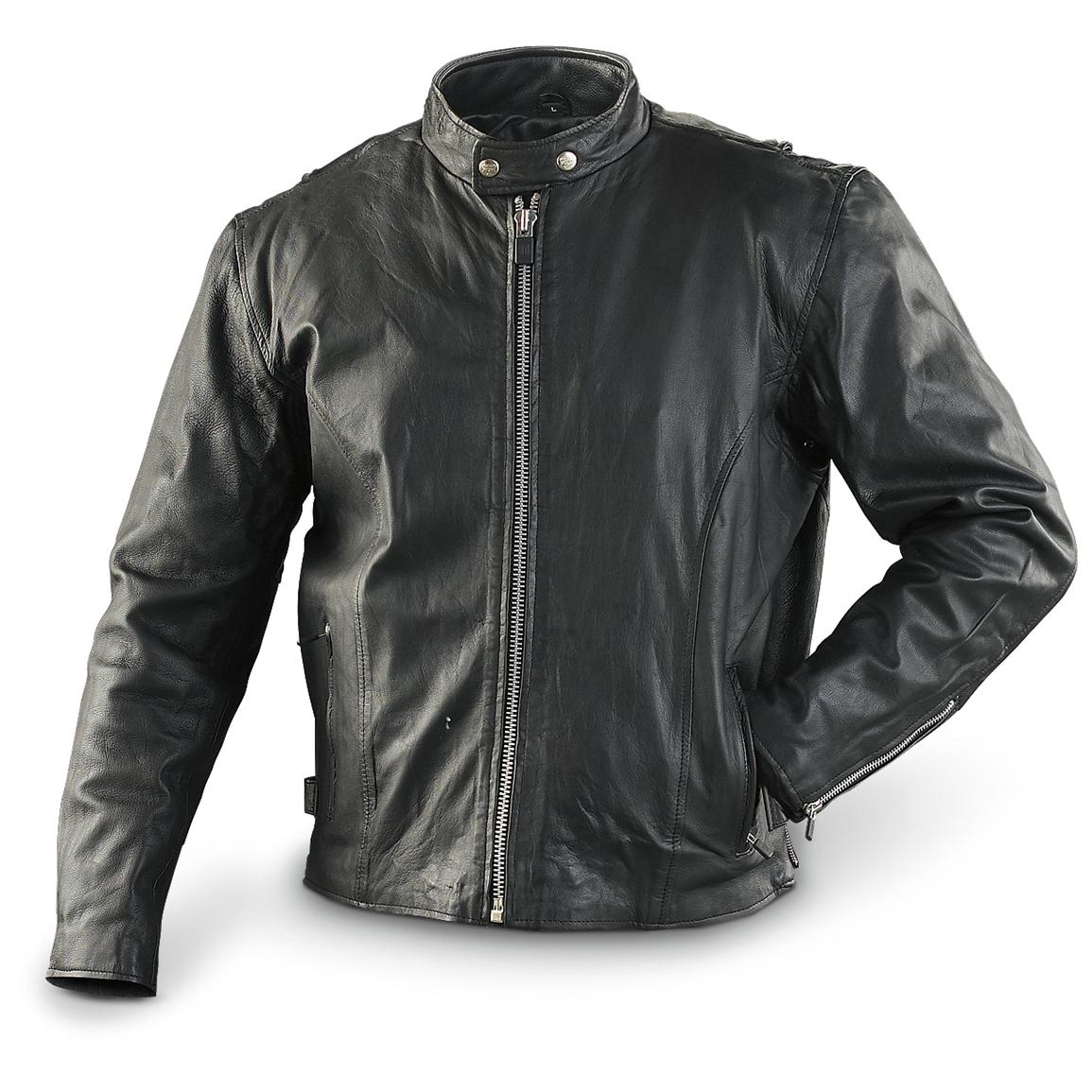 Interstate® Leather Scooter Jacket, Black - 141764, Insulated Jackets ...