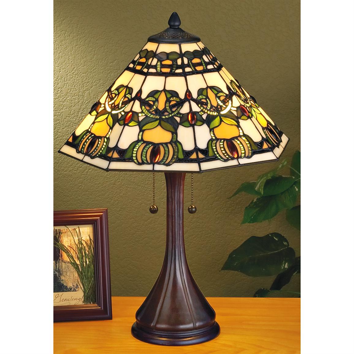 Quoizel® Vides Tiffany Style Stained Glass Lamp 142420, Lighting at