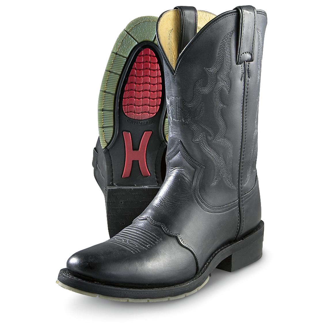 mens roper boots black