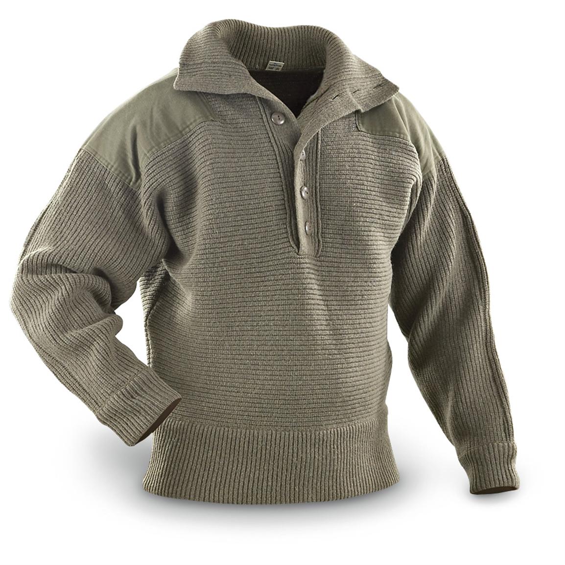 Used Austrian Heavyweight Wool Sweater, Olive Drab - 142741, Sweaters ...