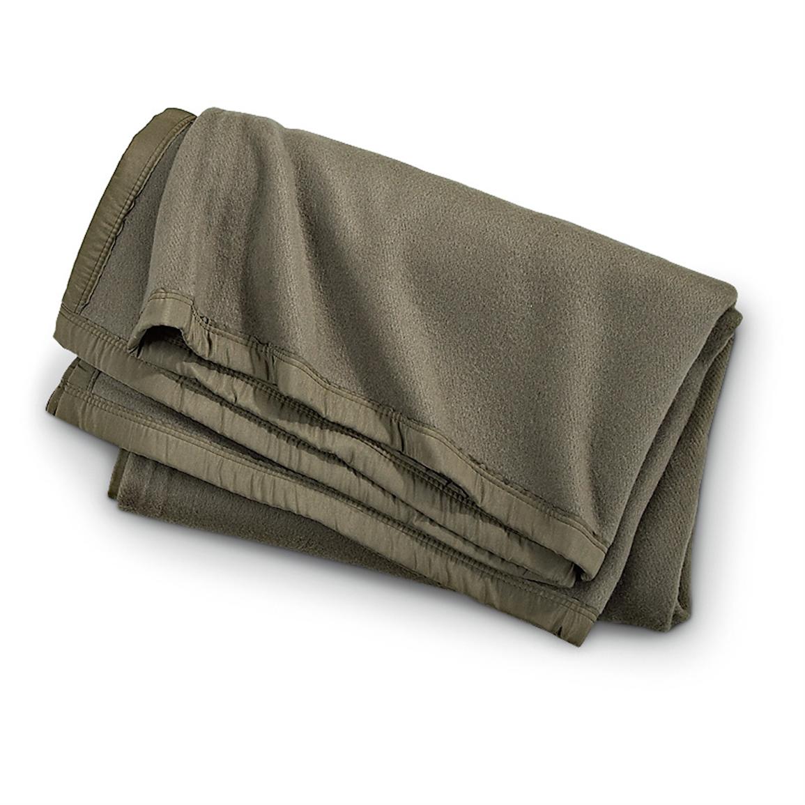 New Wool Dutch Military Blanket, Olive Drab