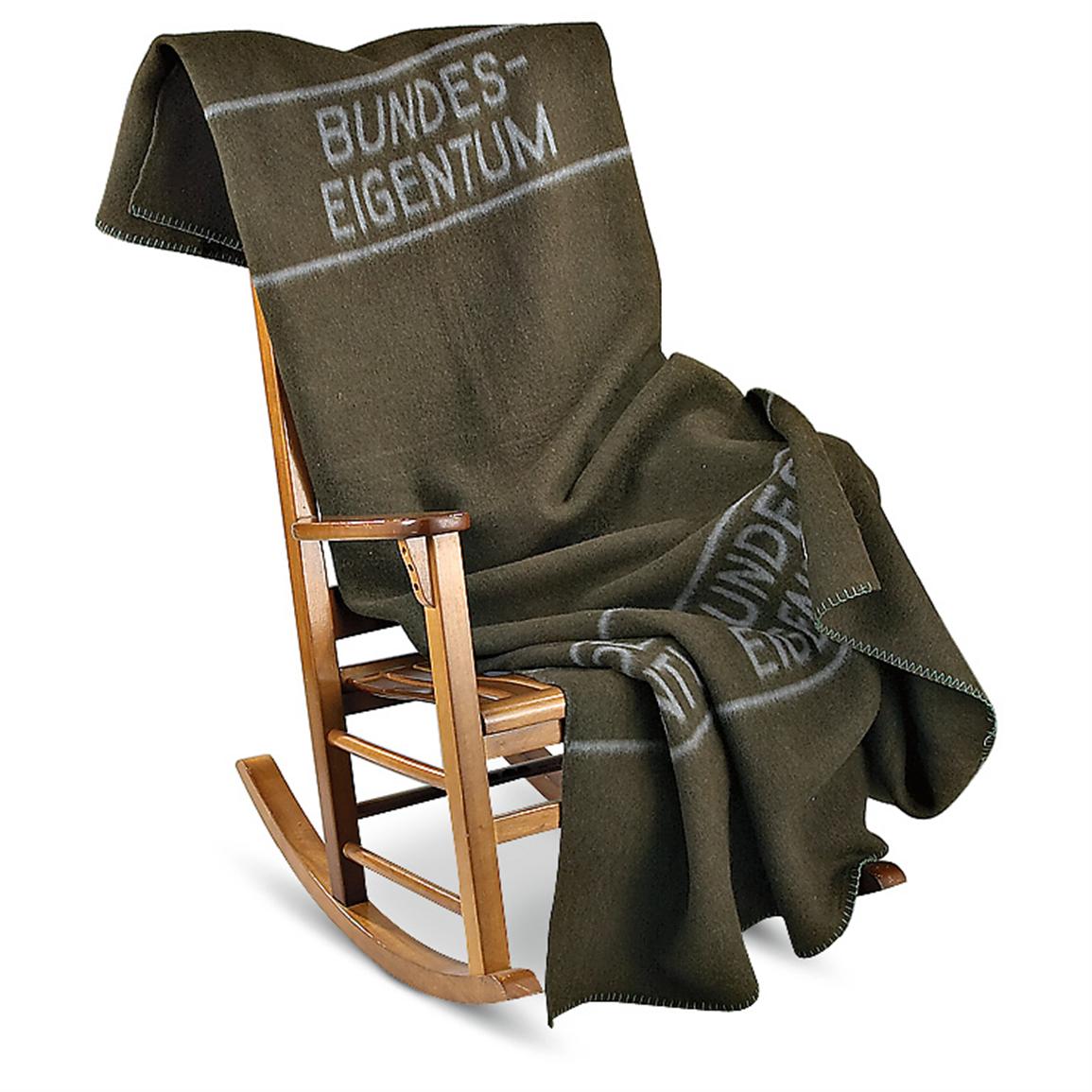 New German Military Wool Blanket, Brown / Olive Drab 146352, Army