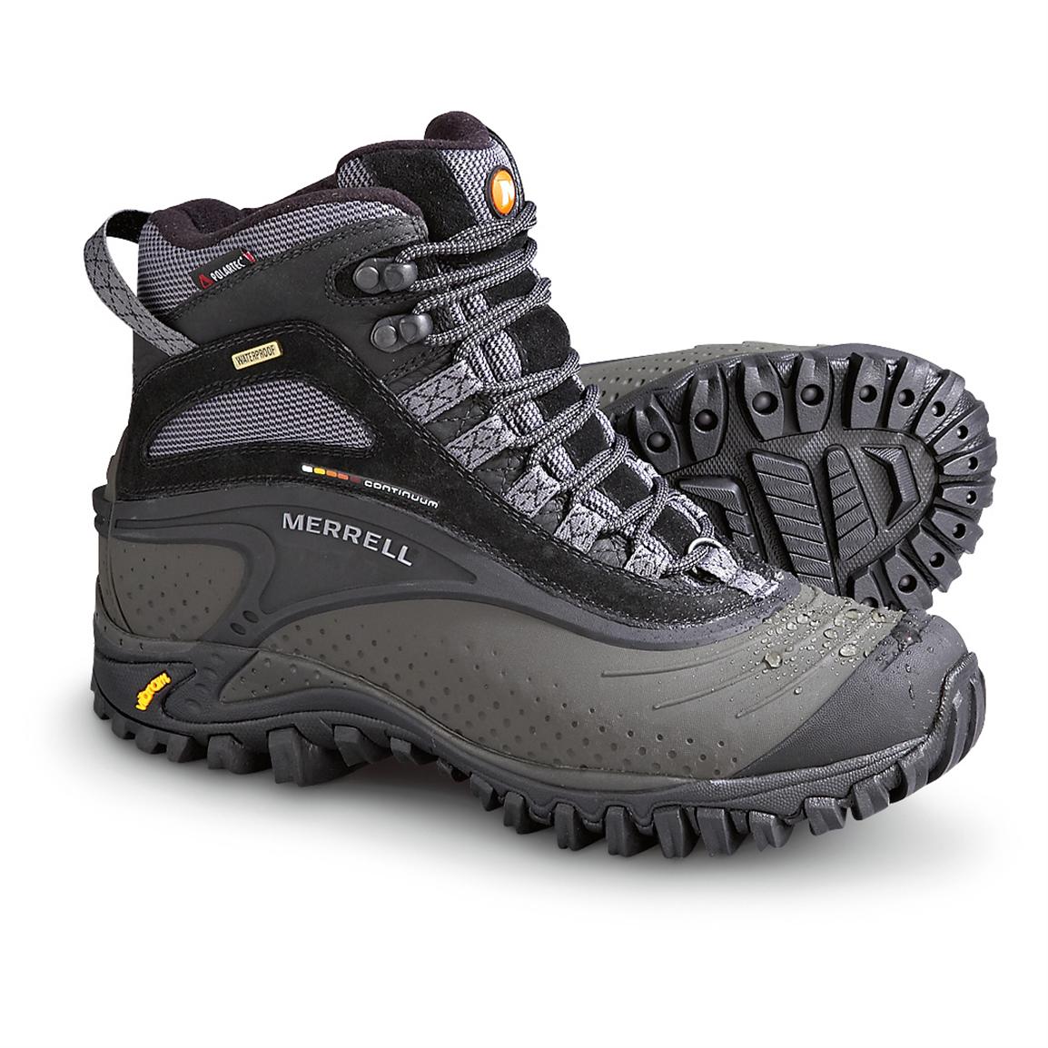 Men's Merrell® Waterproof Snowmotion 6" Boots, Black / Red - 146829