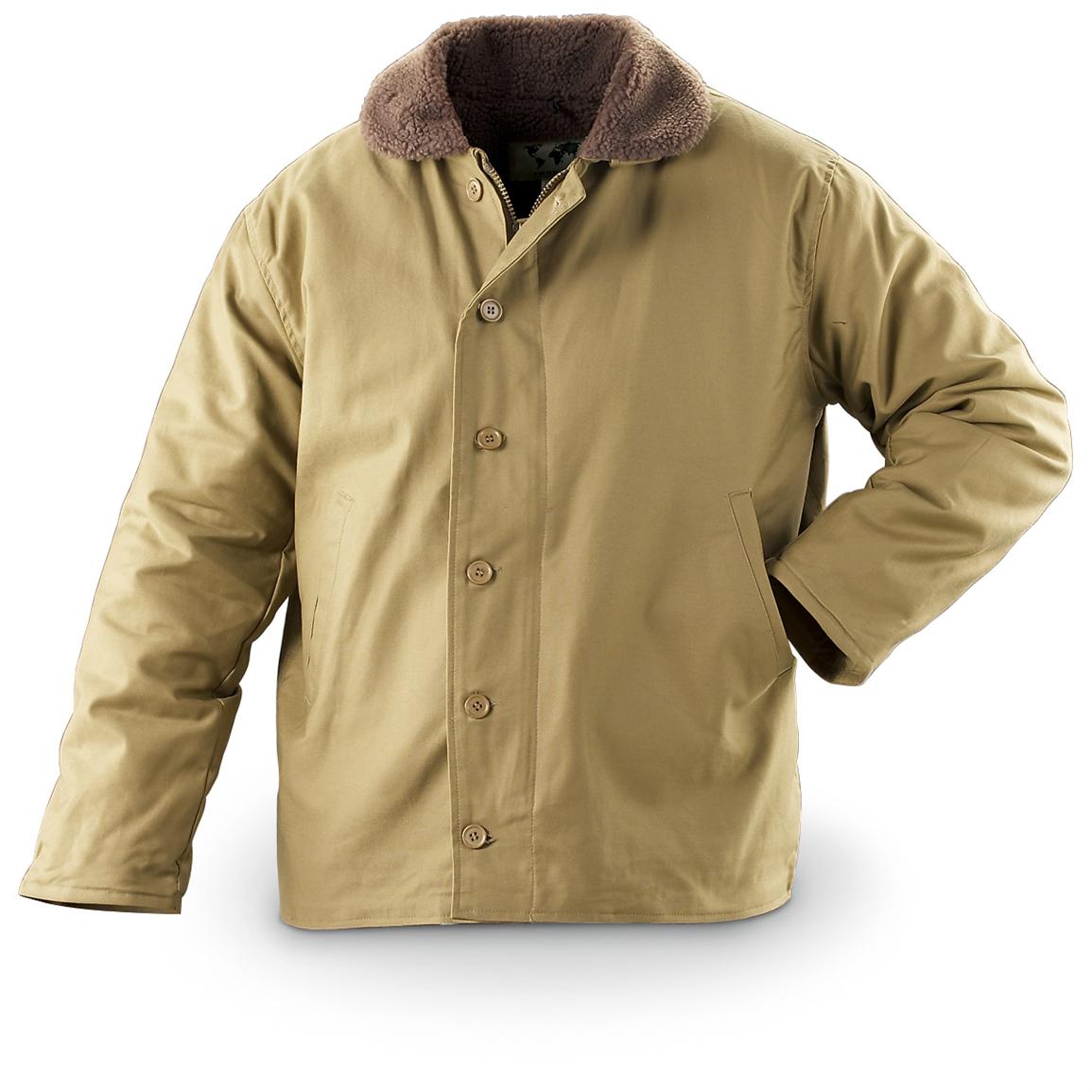 Reproduction Italian Navy Deck Jacket, Khaki - 147165, Uninsulated ...