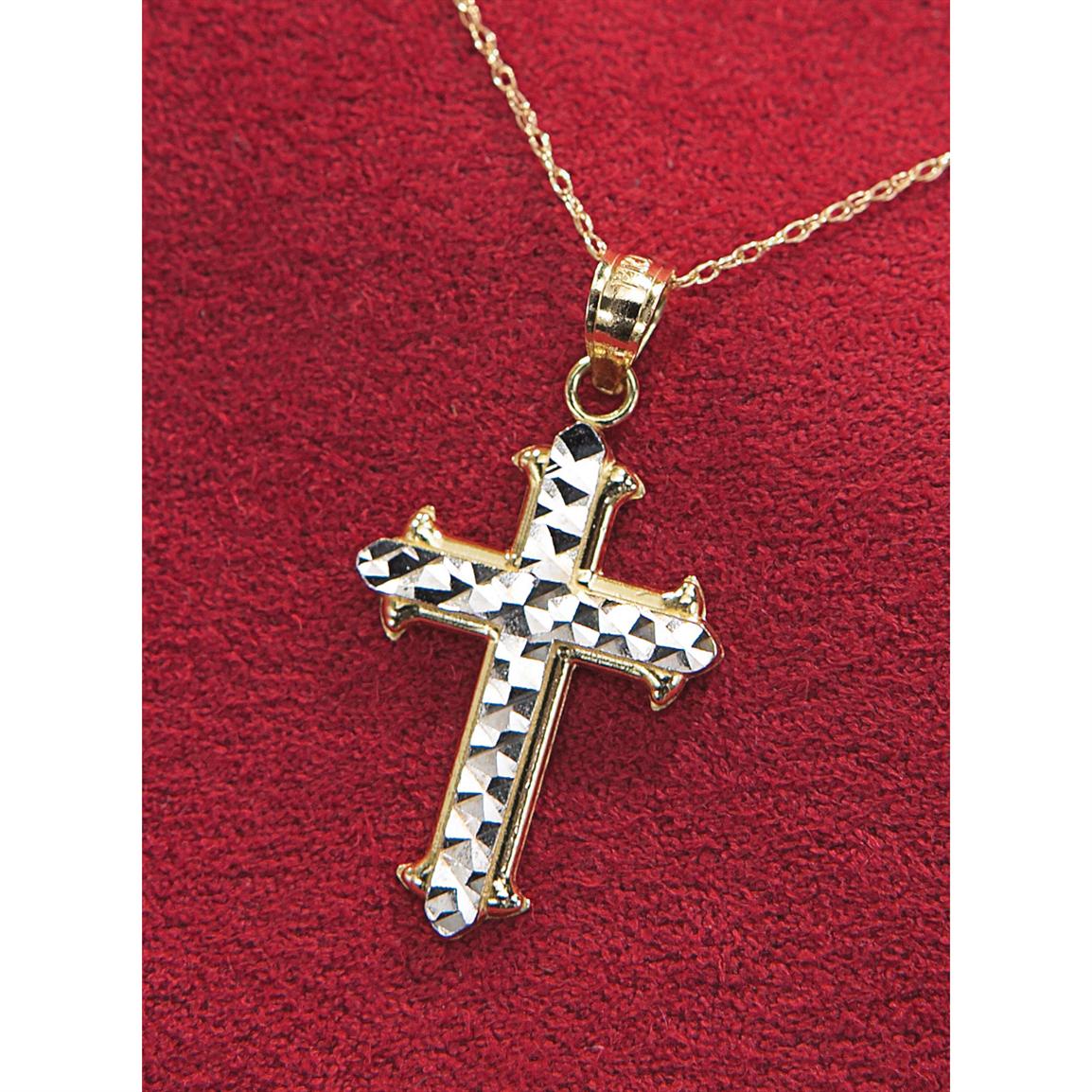 14k-2-tone-gold-cross-necklace-147603-jewelry-at-sportsman-s-guide