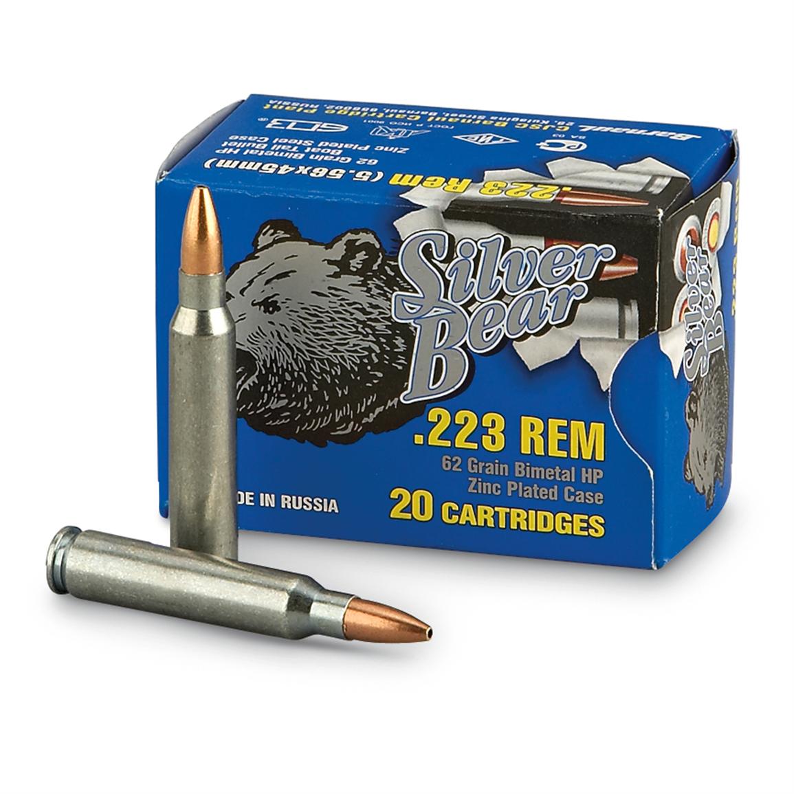 Silver Bear, .223 Remington, HP, 62 Grain, 20 Rounds