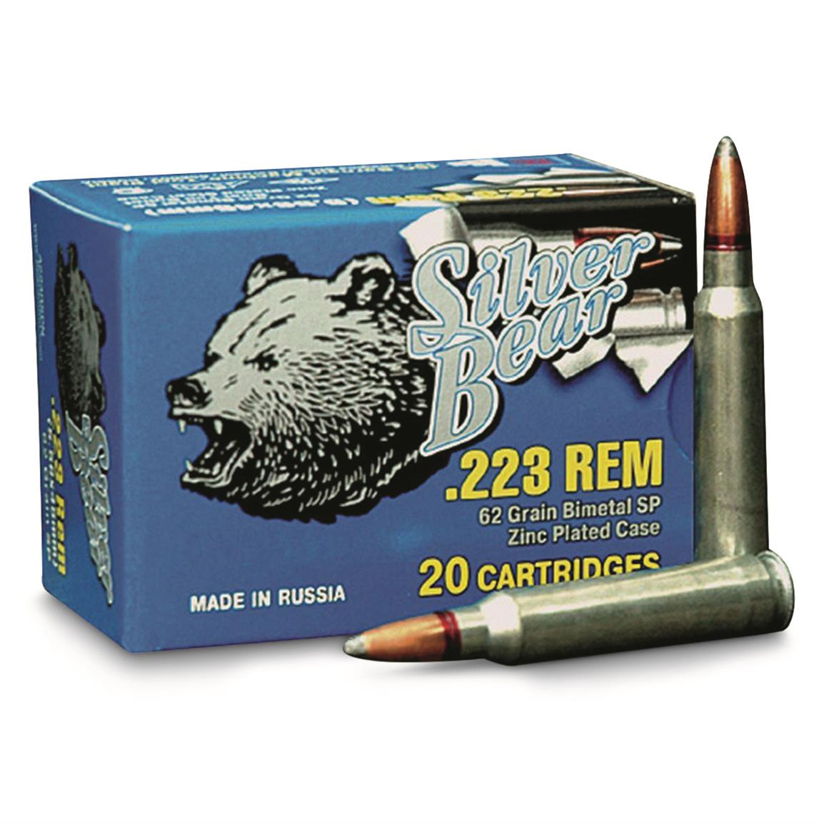 Silver Bear, .223 Remington, SP, 62 Grain, 240 Rounds