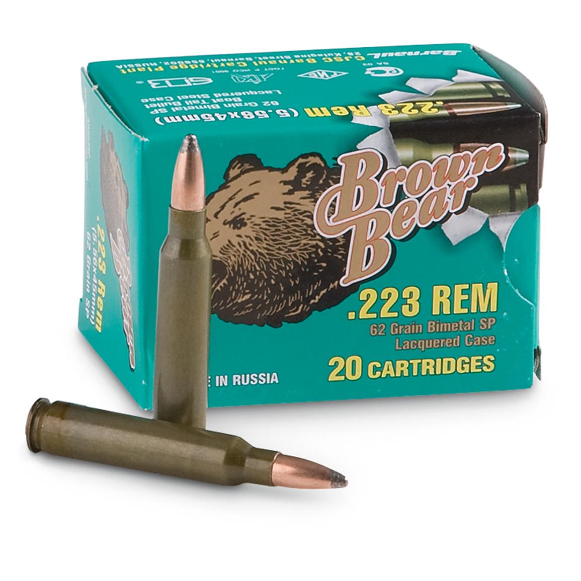 Brown Bear, .223 Remington, SP, 62 Grain, 120 Rounds 