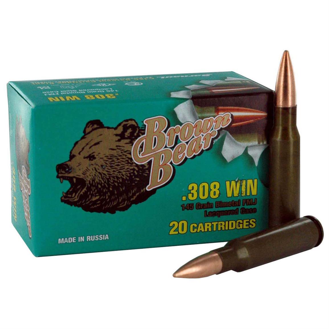 Brown Bear, .308 Winchester, FMJ, 145 Grain, 120 Rounds