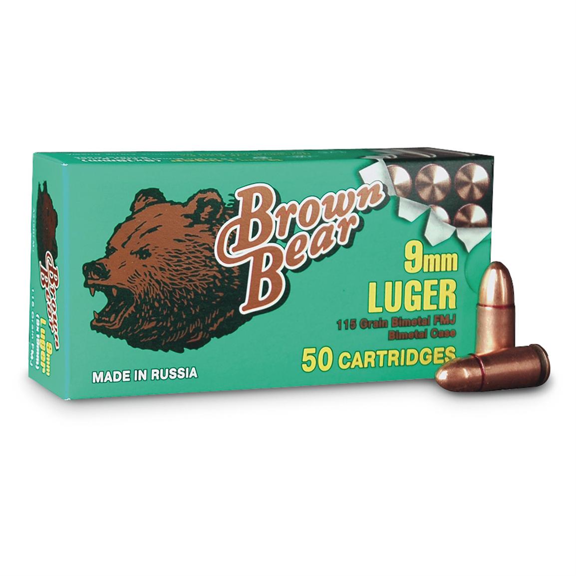 Brown Bear, 9mm Luger, FMJ, 115 Grain, 500 Rounds