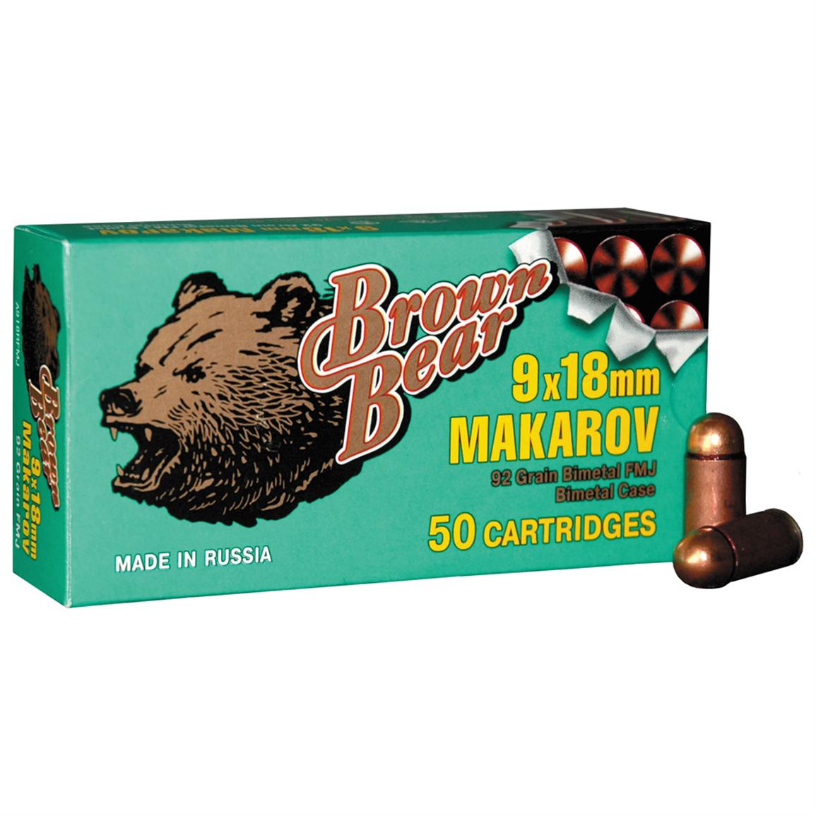 Brown Bear, 9x18mm Makarov, FMJ, 94 Grain, 1,000 Rounds