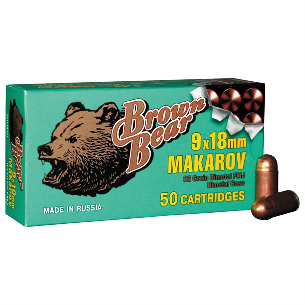 Brown Bear, 9x18mm Makarov, FMJ, 94 Grain, 250 Rounds