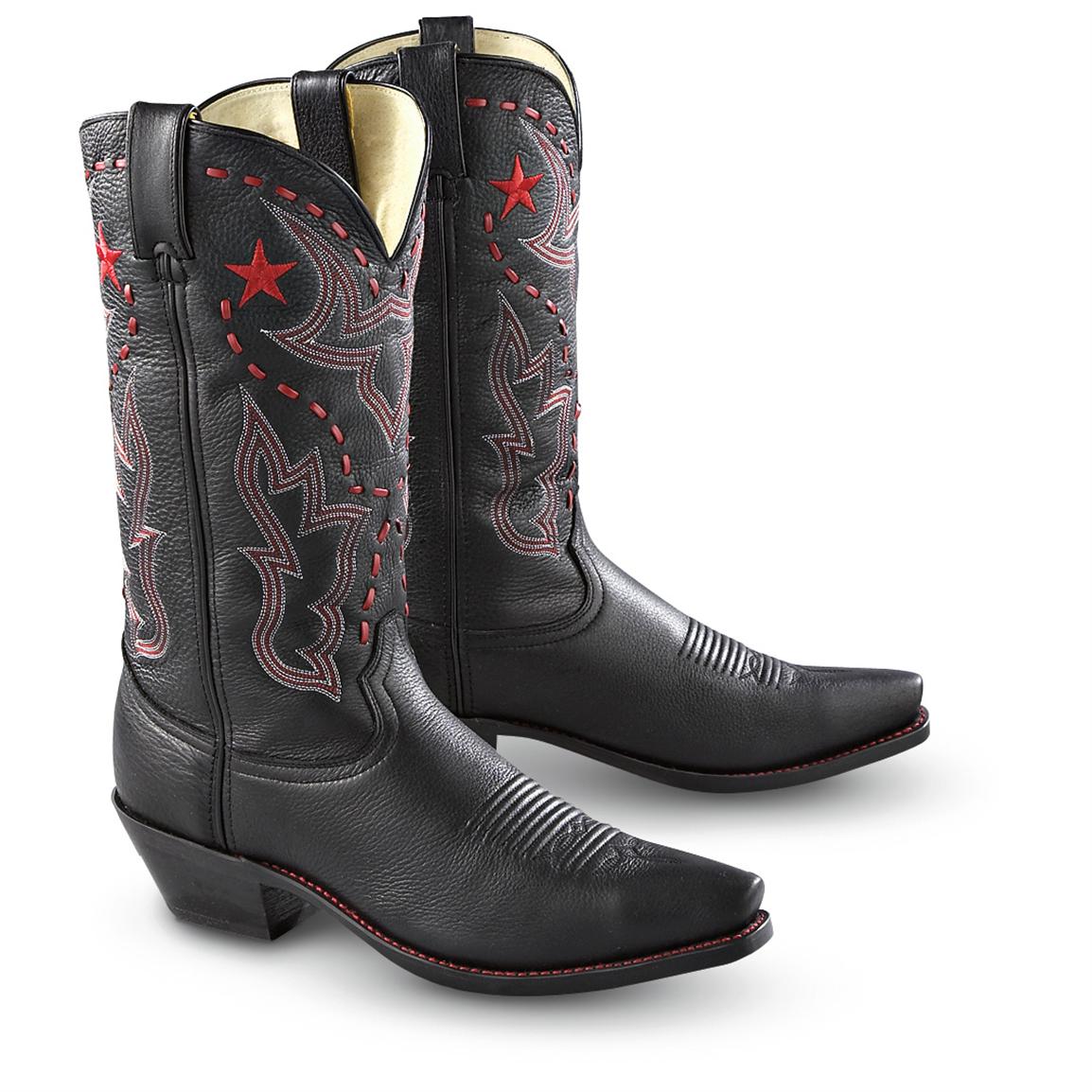 pull&bear pull on western knee high boots in black