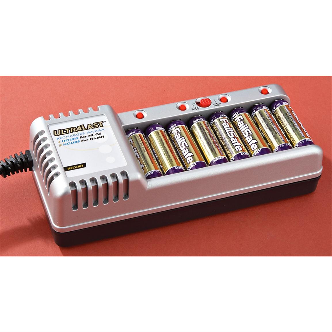 Ultralast® 8 Position Aa And Aaa Battery Charger With 8 Aa Rechargeable