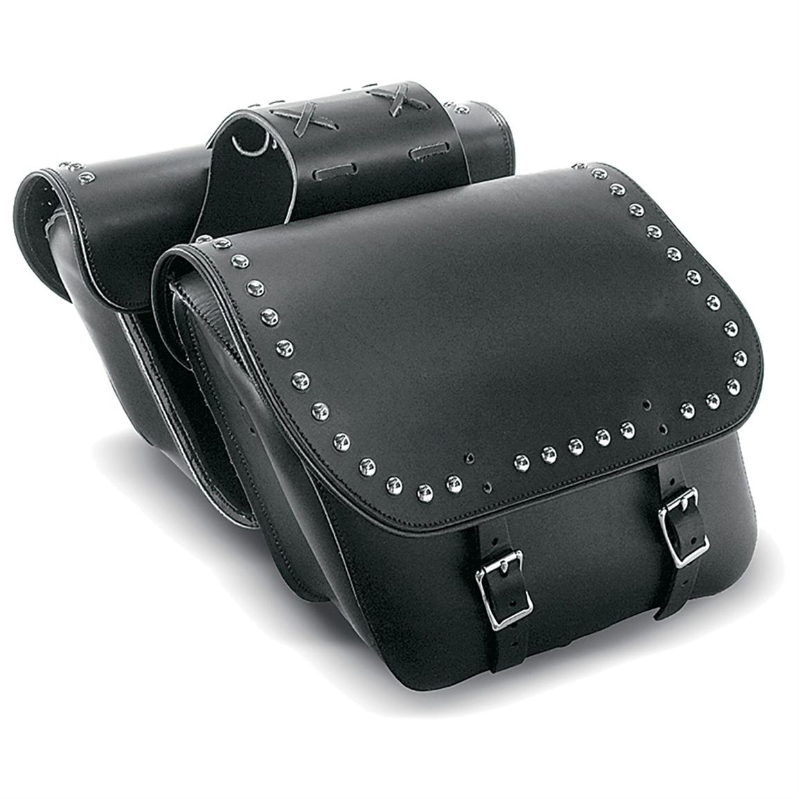 Carroll® Large leather Motorcycle Saddlebags - 149664, Racks & Bags at