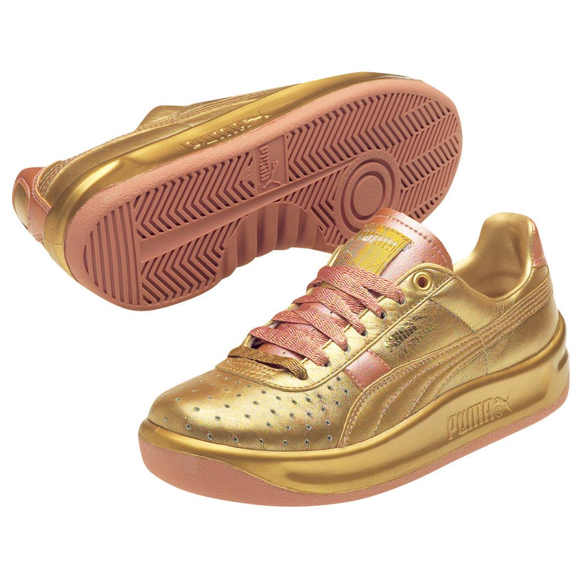 metallic tennis shoes