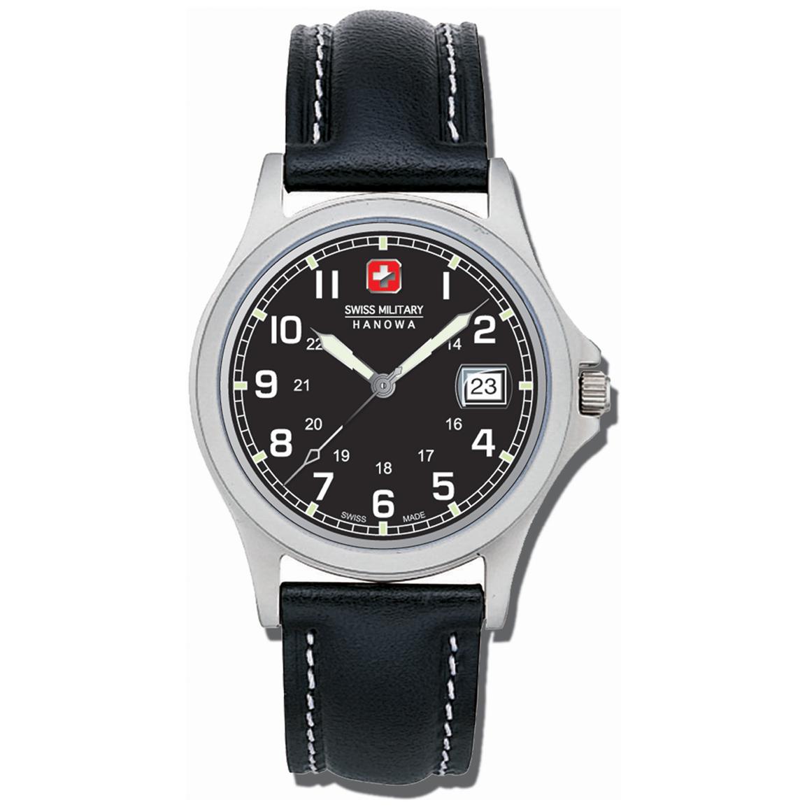 Men's Swiss Military HanowaÂ® Conquest Black Dial Watch - 150853, Watches at Sportsman's Guide