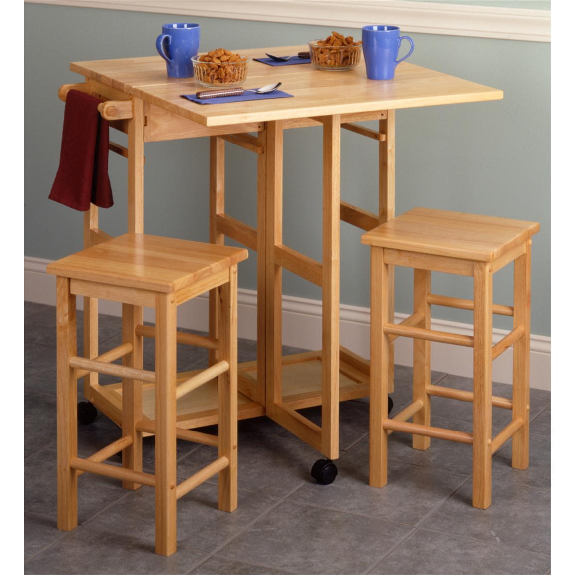 Winsome Square Breakfast Bar with 2 Stools - 151049, Kitchen & Dining