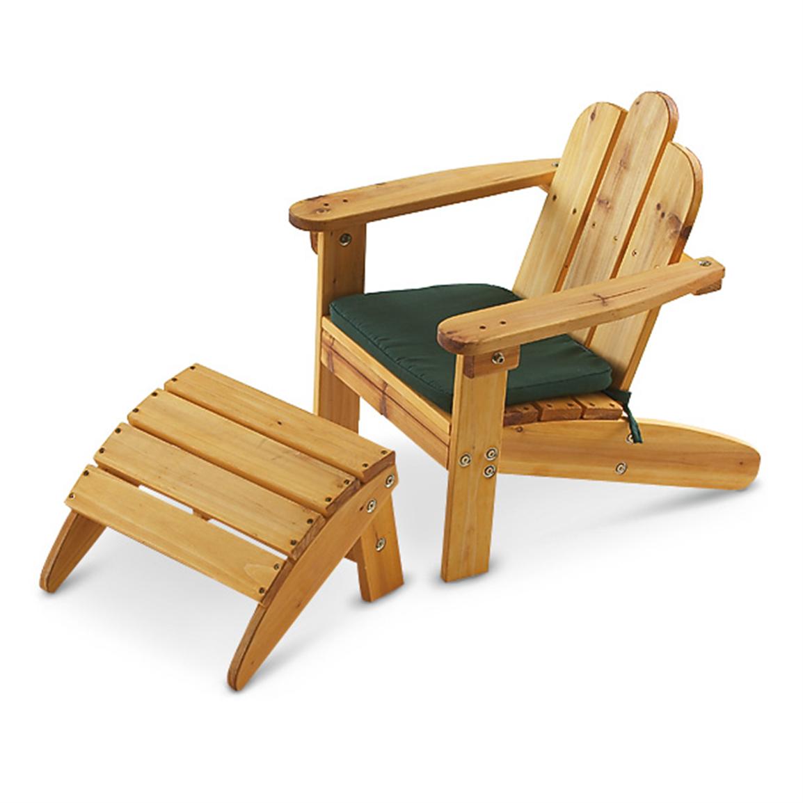 KidKraft® Wood Adirondack Chair and Ottoman - 151130, Kid ...