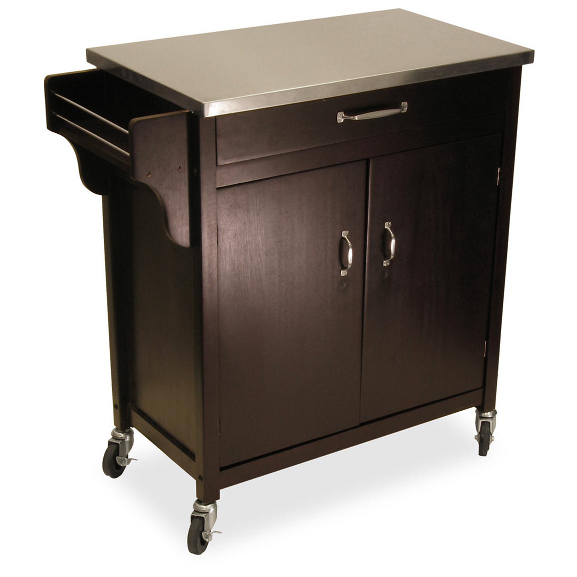Winsome Espresso Kitchen Cart With Stainless Top 151200 Kitchen