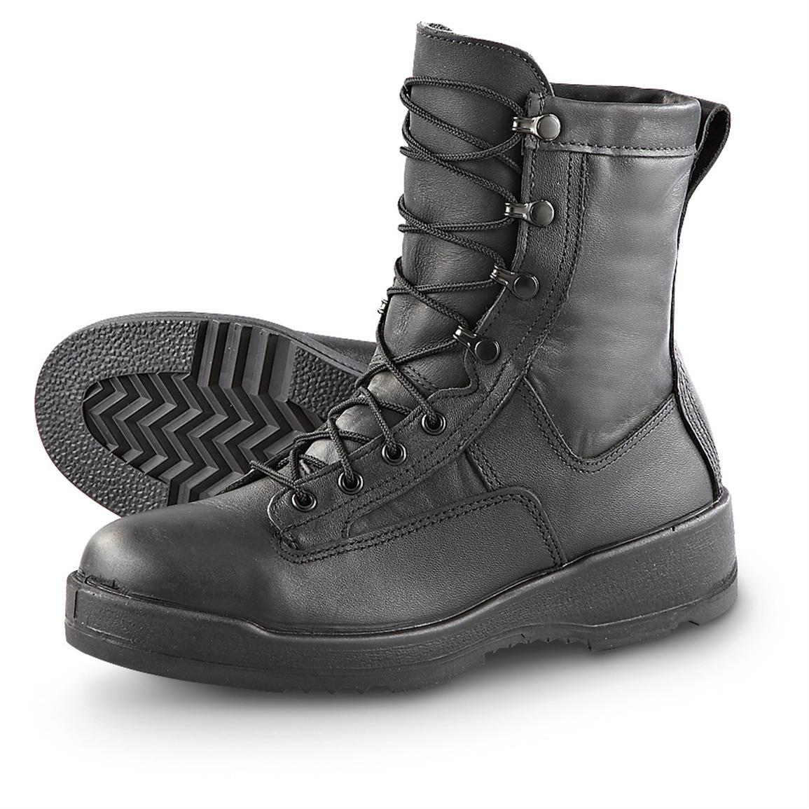 Navy Flight Deck Steel Toe Boots, Black 