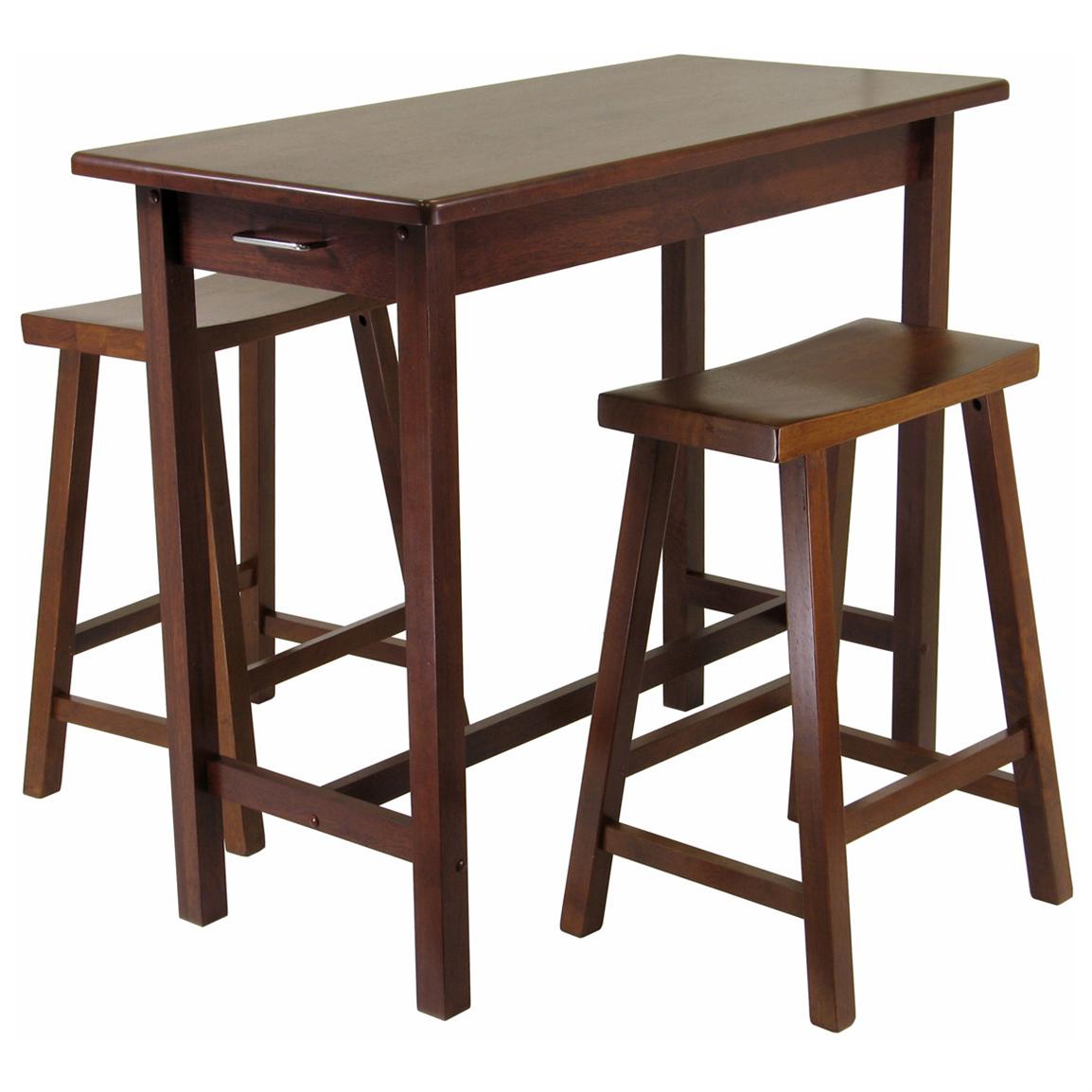 Winsome® 3 - Pc. Kitchen Island Table with 2 Saddle Stools ...